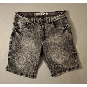 COMPANY 81 Jean Shorts Men’s 36x10.5 Acid Wash Black Cotton Denim Stretch